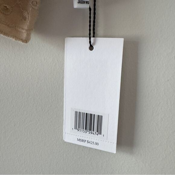 Jason Wu Linen Blend Eyelet Adjustable Spaghetti Strap Crop Top zip back tiered - Picture 8 of 12